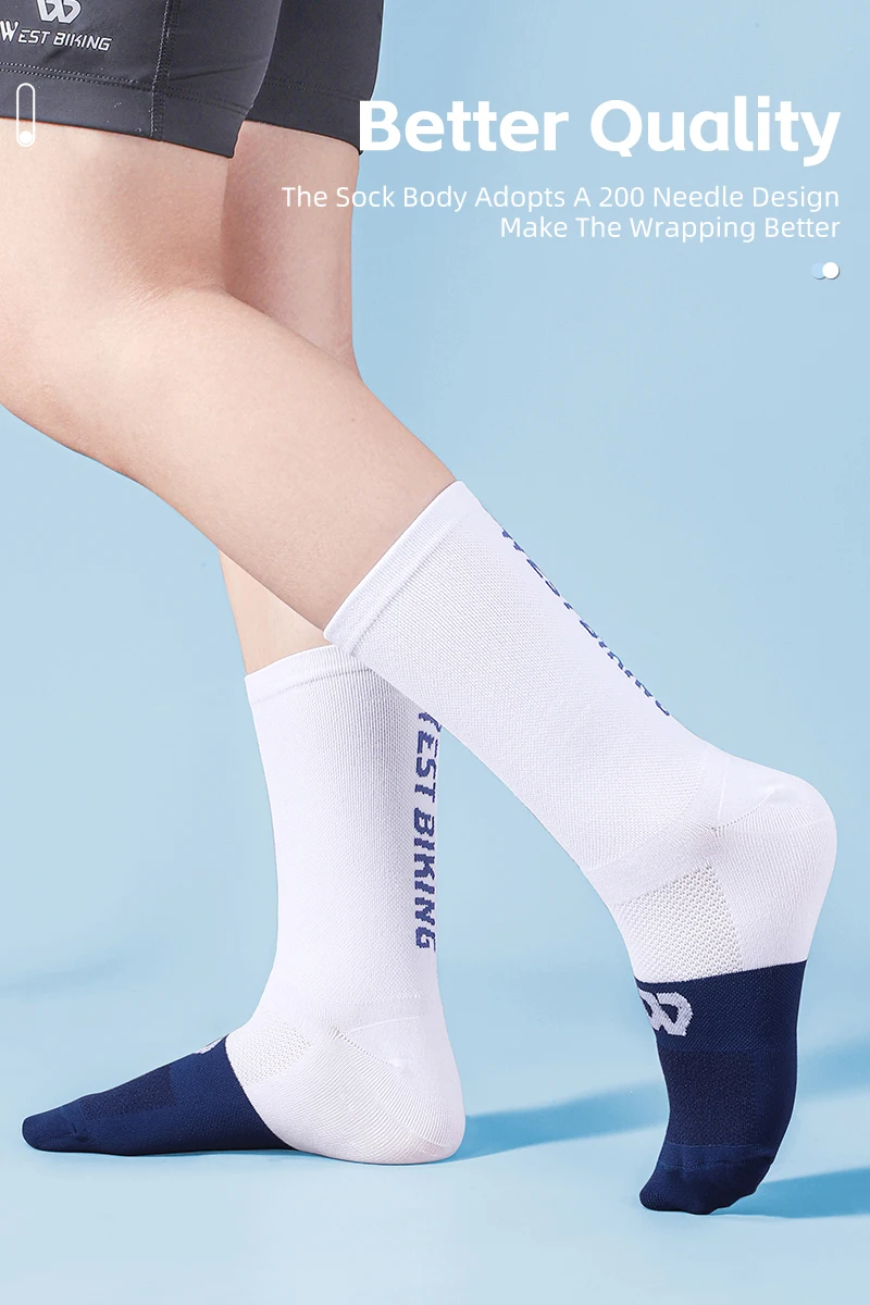 WEST BIKING Fahrradsocken für Männer und Frauen, Farbblock-Design, Atmungsaktive Sportsocken, Hohe Elastizität, Lauf- und Fahrradausrüstung, Größe 37-44 – Detail 5
