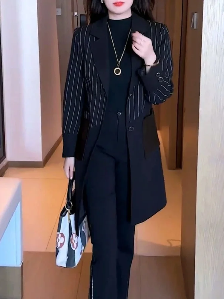 

Faionable Mid-Length Women's Jaet Commute Sle Slimming Outerwear Autumn Winter New Arrival Versatile Sli Coat