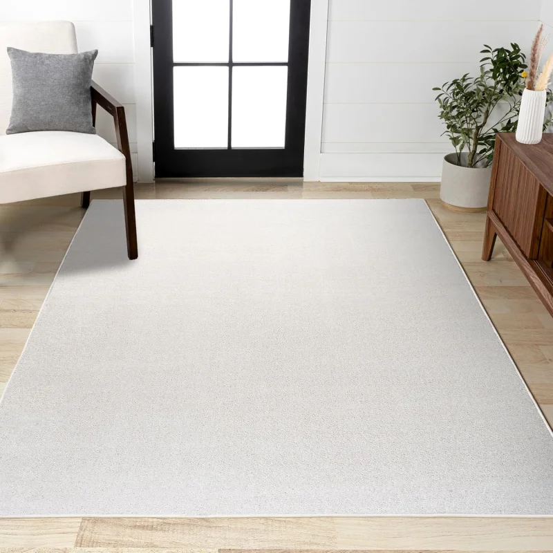 

10x14 Solid Low-Pile Area Rug – Non-Shedding, Easy-Clean, Pet Friendly, Coastal/Bohemian/Minimalist Style