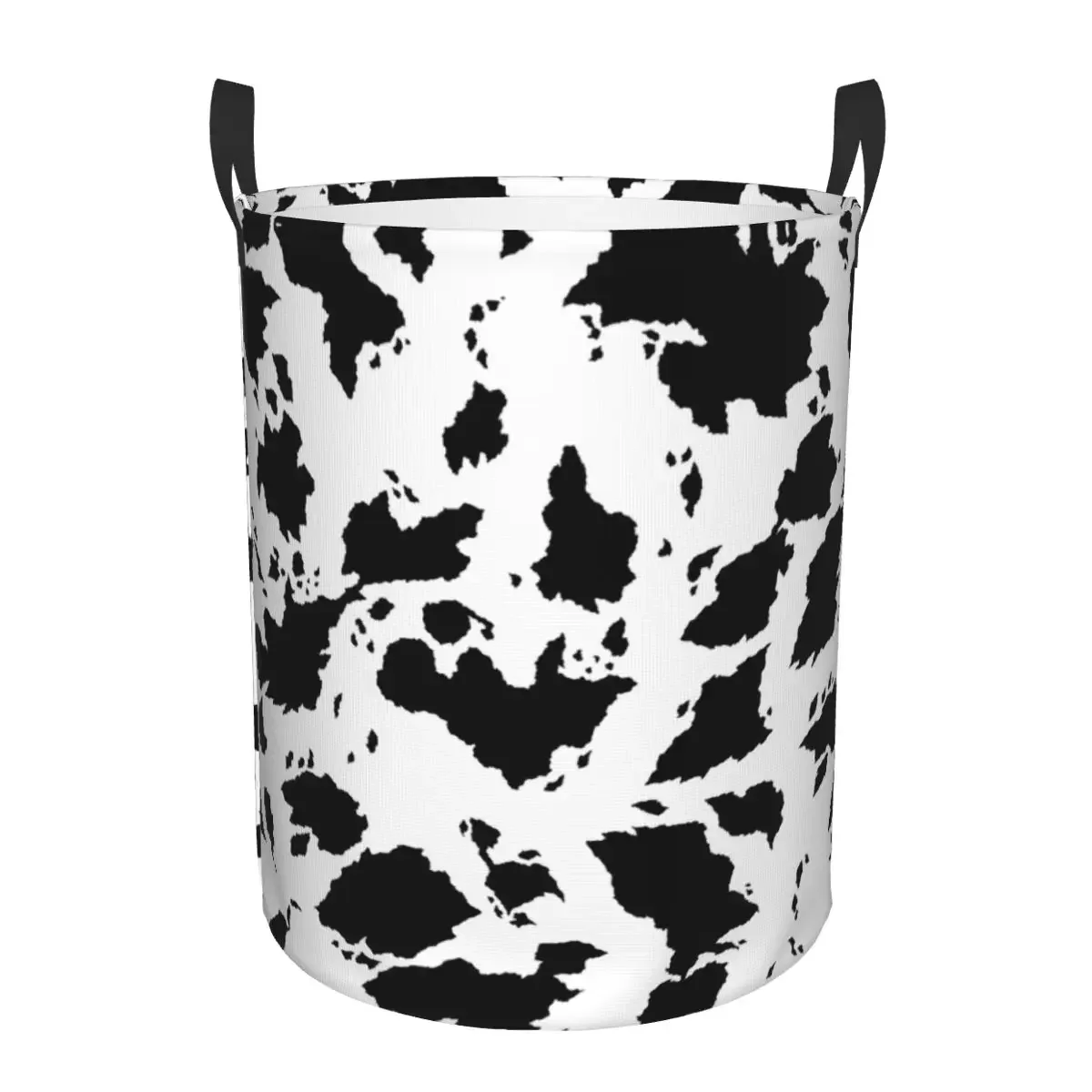 Custom Cow Print Laundry Basket Collapsible Anima Skin Texture Clothes Toy Hamper Storage Bin for Kids Nursery