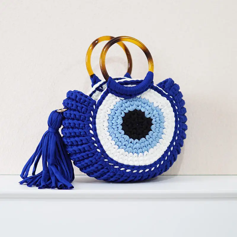 2022 New Woven Large Capacity Big Eye Monster Handbag/leisure Holiday Beach Bag Handbag