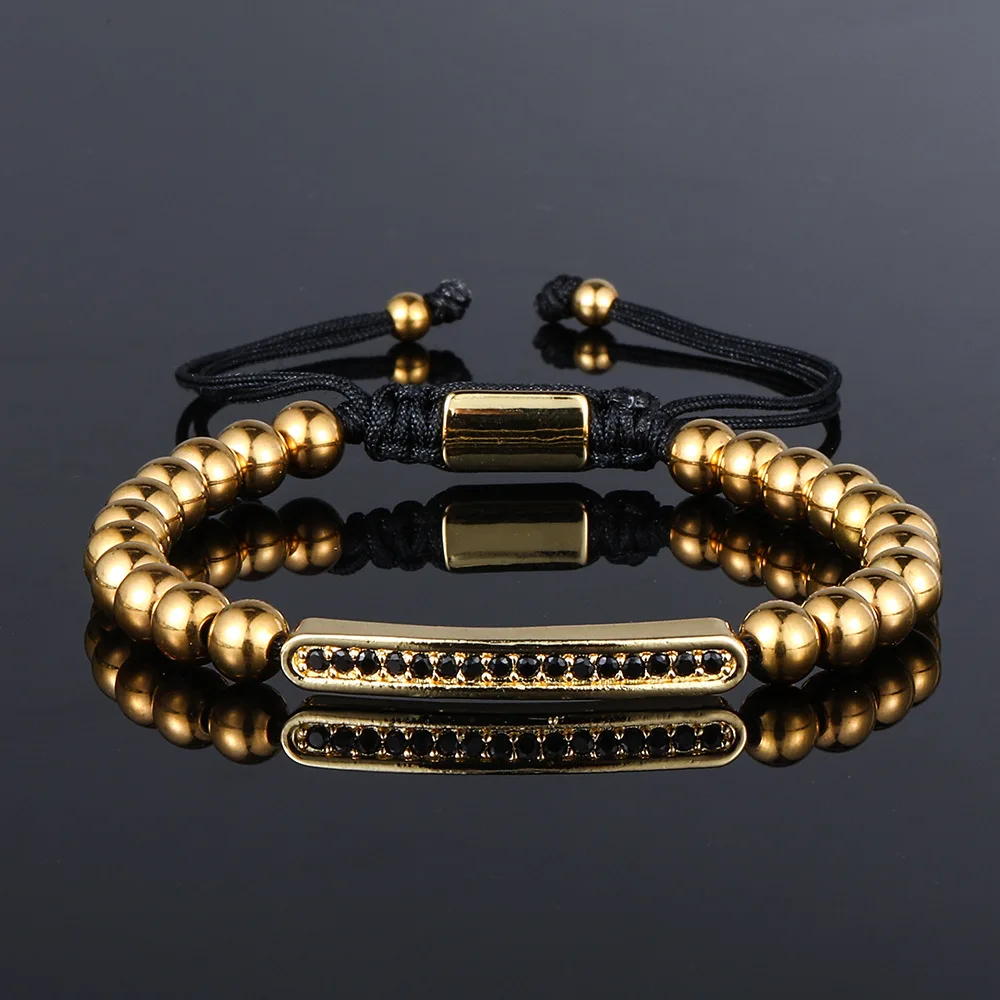 

1pc Copper Crystal Beads Braided Bracelet Men Women Bangle Festival Holiday Gift Decor Accessories
