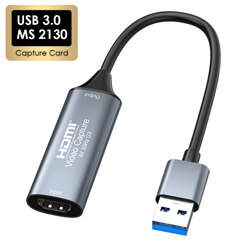 USB3.0/2.0 MS2130 Video Capture Card 4K HDMI-compatible 1080@60Hz Game Grabber Record  for Switch Xbox PS4/5 Live Broadcast