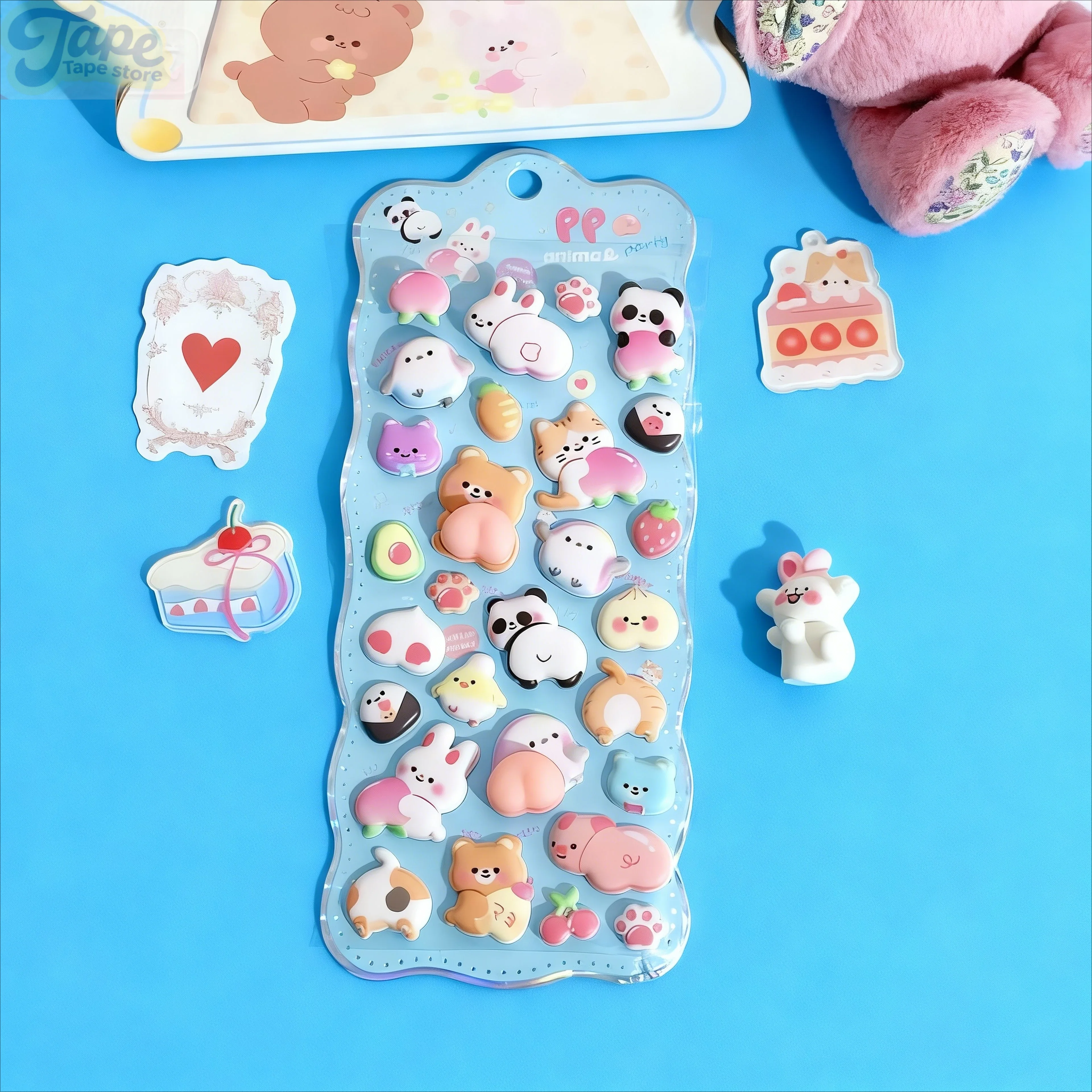 3D süße Hase Pfirsich Aufkleber Kawaii Tiere Aufkleber – Squishy Fidget DIY Aufkleber für Handyhülle Scrapbook, lustiges Stressabbau-Geschenk – Detail 8