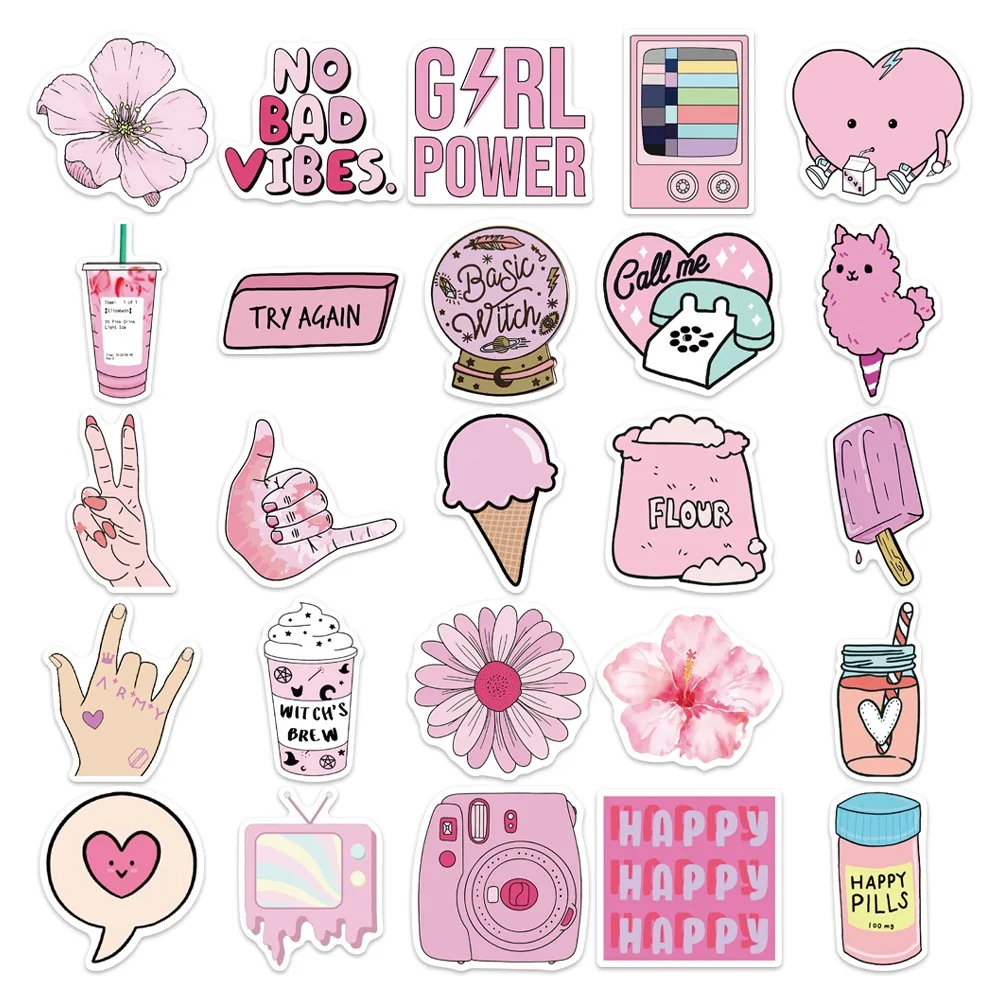 10/30/50PCS Pink Dudu Cute Girl Heart Graffiti Personality Trend Guitar Sticker Water Cup Computer Suitcase Sticker Wholesale