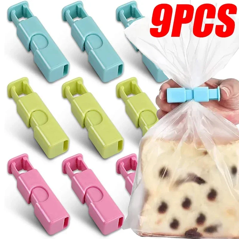 Grampos plásticos para selagem de alimentos, 1 a 9pcs, braçadeira reutilizável para pão, lanche, alimentos frescos, ferramentas de armazenamento,