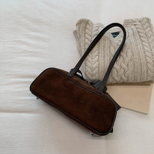 Imagen 2 del producto Bolso de bolos de mano Retro para mujer, nueva tendencia de moda de otoño e invierno, bolso de ante para axila, bolso de viaje de nicho