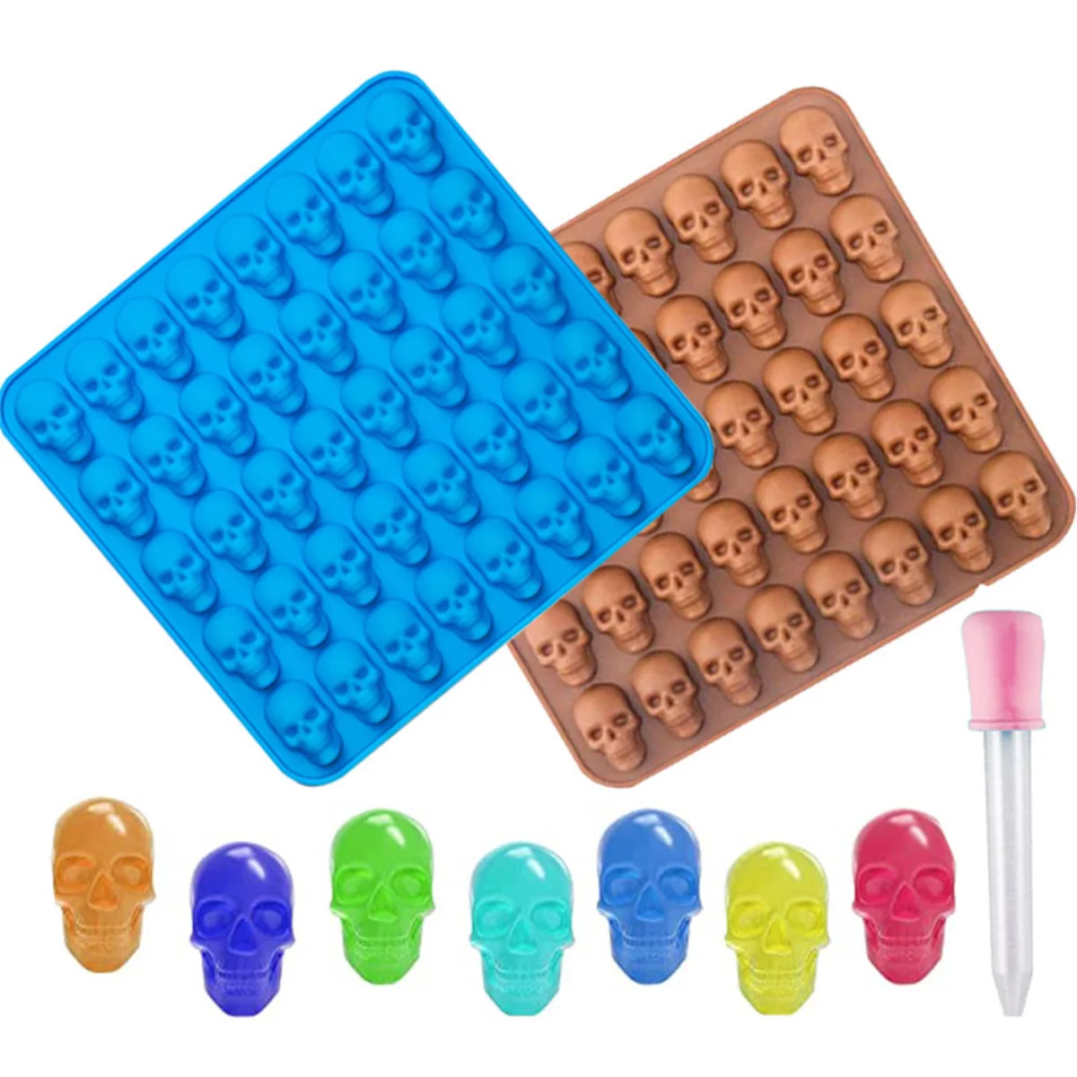 40 Cavity Skull Chocolate Silicone Mold Biscuit Cake Candy Baking Mould Ice Tray DIY Soap Candle Decoration Halloween Party Gift