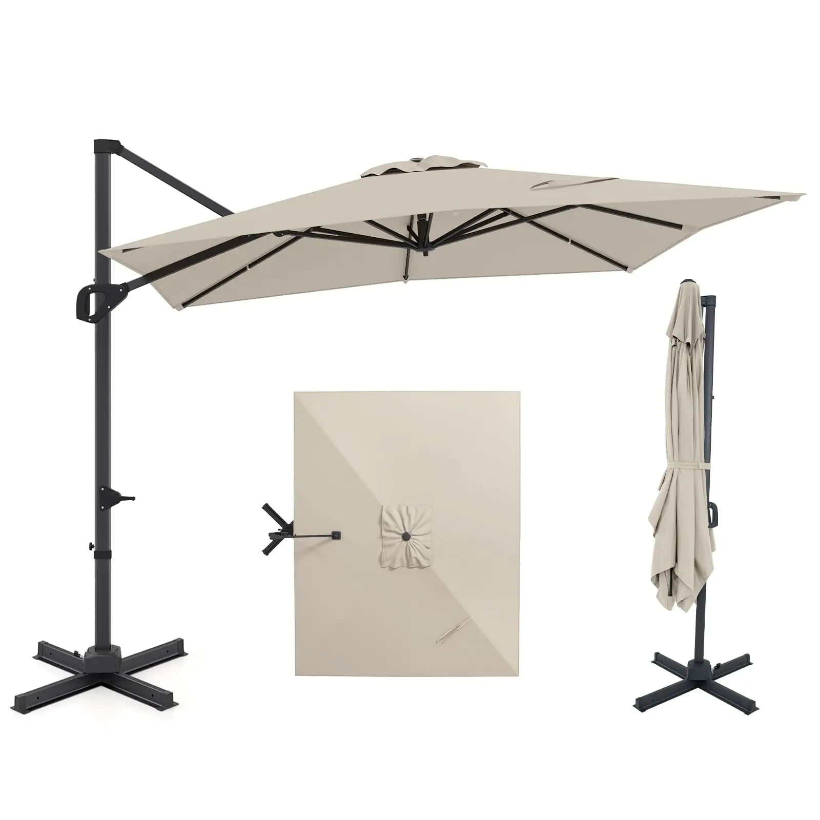 11 x 9 FT Patio Umbrella, Large Offset Cantilever Outdoor Umbrella with Aluminum Pole, 360 Degree Rotation, Tilt