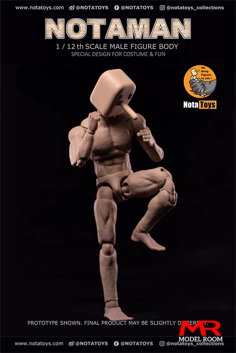 Notaman 1/12 Square-headed Male Action Figure Joint Body Doll NT-01 NT-02 NT-02W 6'' Male Soldier Flexible Body Model Toy