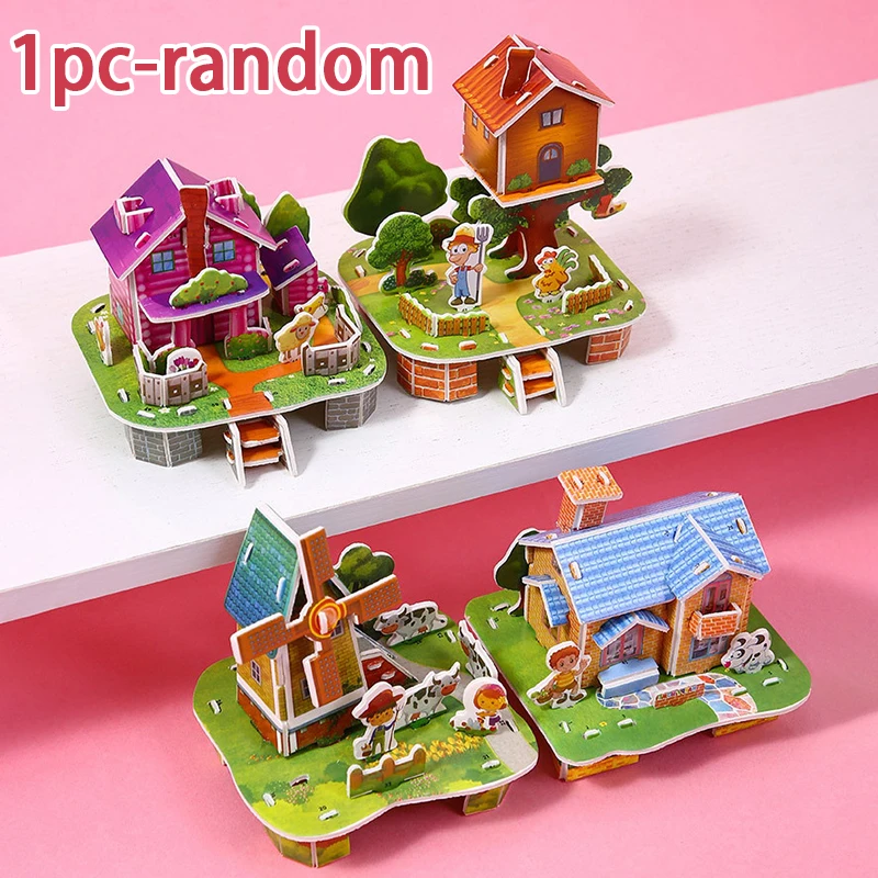 1PC Kids' 3D Educational Building Puzzle Toy; DIY Handmade Construction Model Paper Craft; Educational Toy for Children