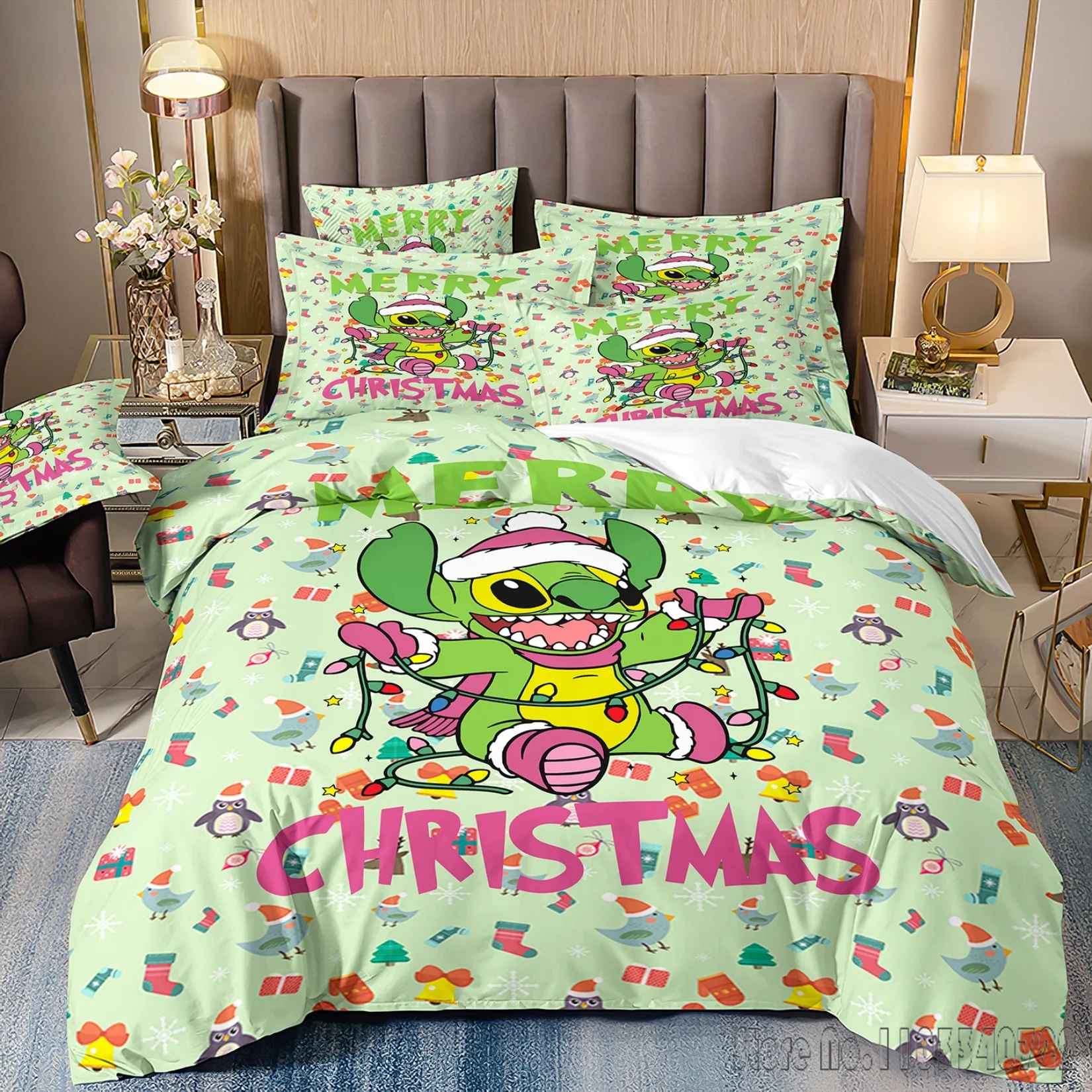 2026 أنيمي عيد الميلاد غرزة ثلاثية الأبعاد مطبوعة طقم سرير الطفل طقم أغطية لحاف الطفل المفارش التوأم واحد الملك الاطفال الكبار هدية