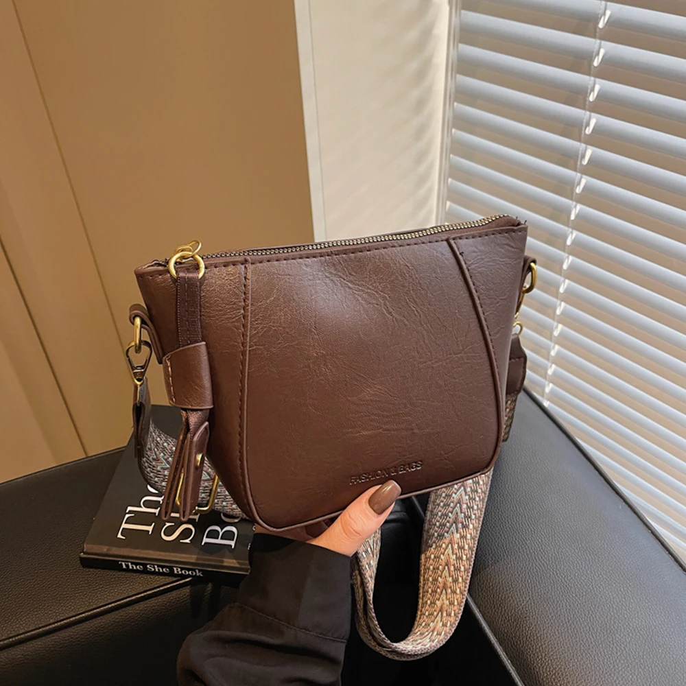 

Сумка-ведро из искусственной кожи в стиле ретро для женщин, маленькие сумки через плечо из мягкой кожи, большая вместительная портативная сумка-мессенджер на плечо для поездок на работу