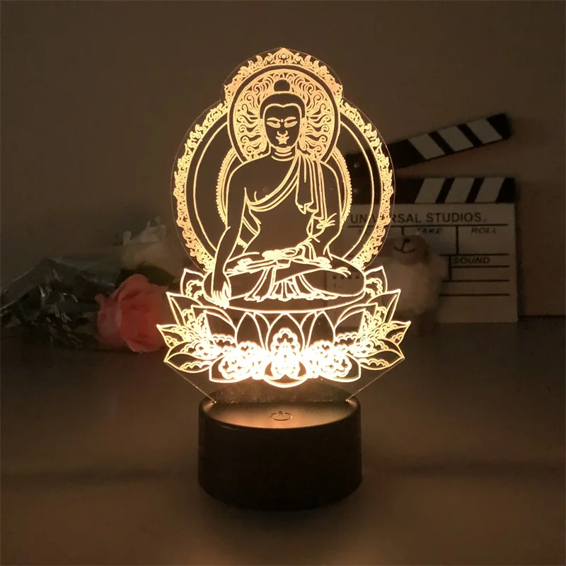 3d Night Light Buddha Sakyamuni Hot Selling for Bedroom Decor Cute Birthday Colorful Gift LED Lamp Manga Kid Lovely Present