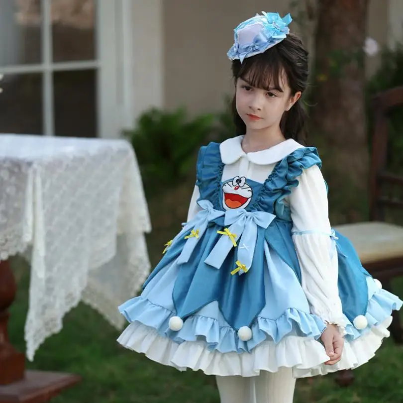 Autumn Winter New Spanish Lolita Princess Ball Gown Bow Cartoon Design Birthday Party Dresses For Girls Eid A3199