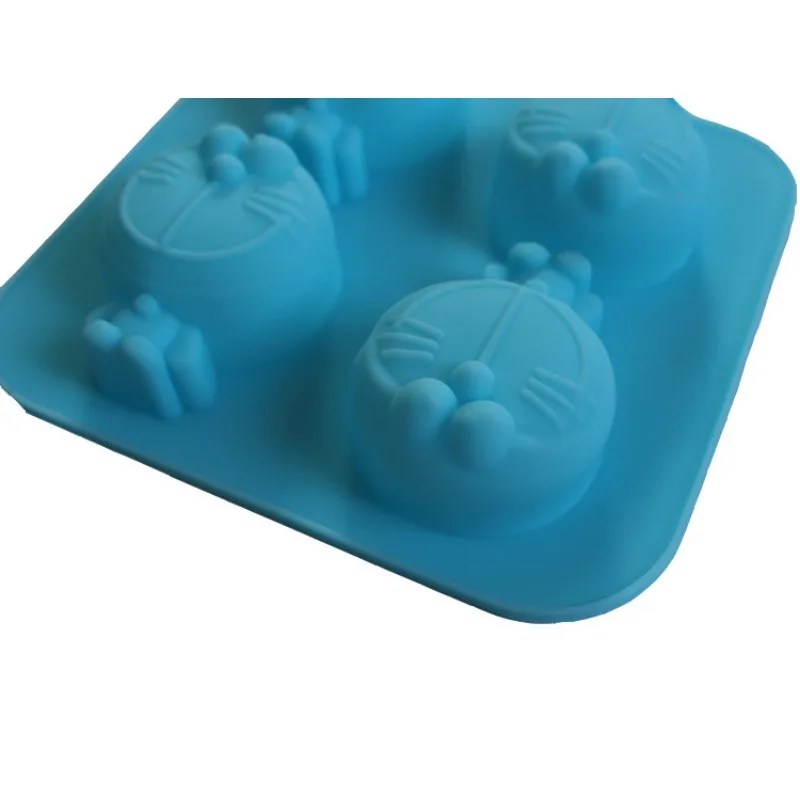 Doraemon Silicone Cake Moulds 4 Holes Fondant Chocolate Candy Donuts Bakeware Pastry Mould Cartoon Anime Kitchen Baking Tools