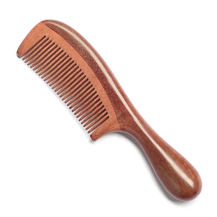 Mortise and tenon process red sandalwood comb thickened round handle red sandalwood comb