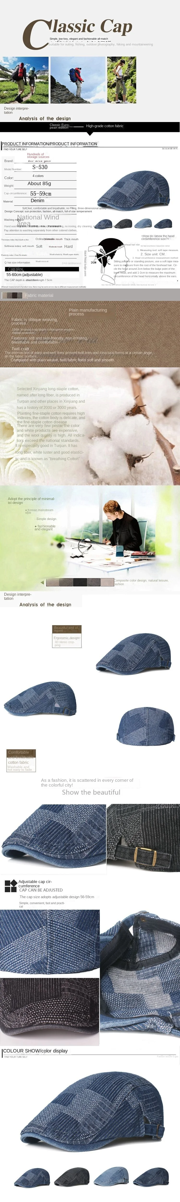 Denim Newsboy Hats Verstellbare Ivy Flat Cap Gatsby Cabbie Driving Hat für Männer Frauen Vintage Kpop Irish Berets – Detail 5
