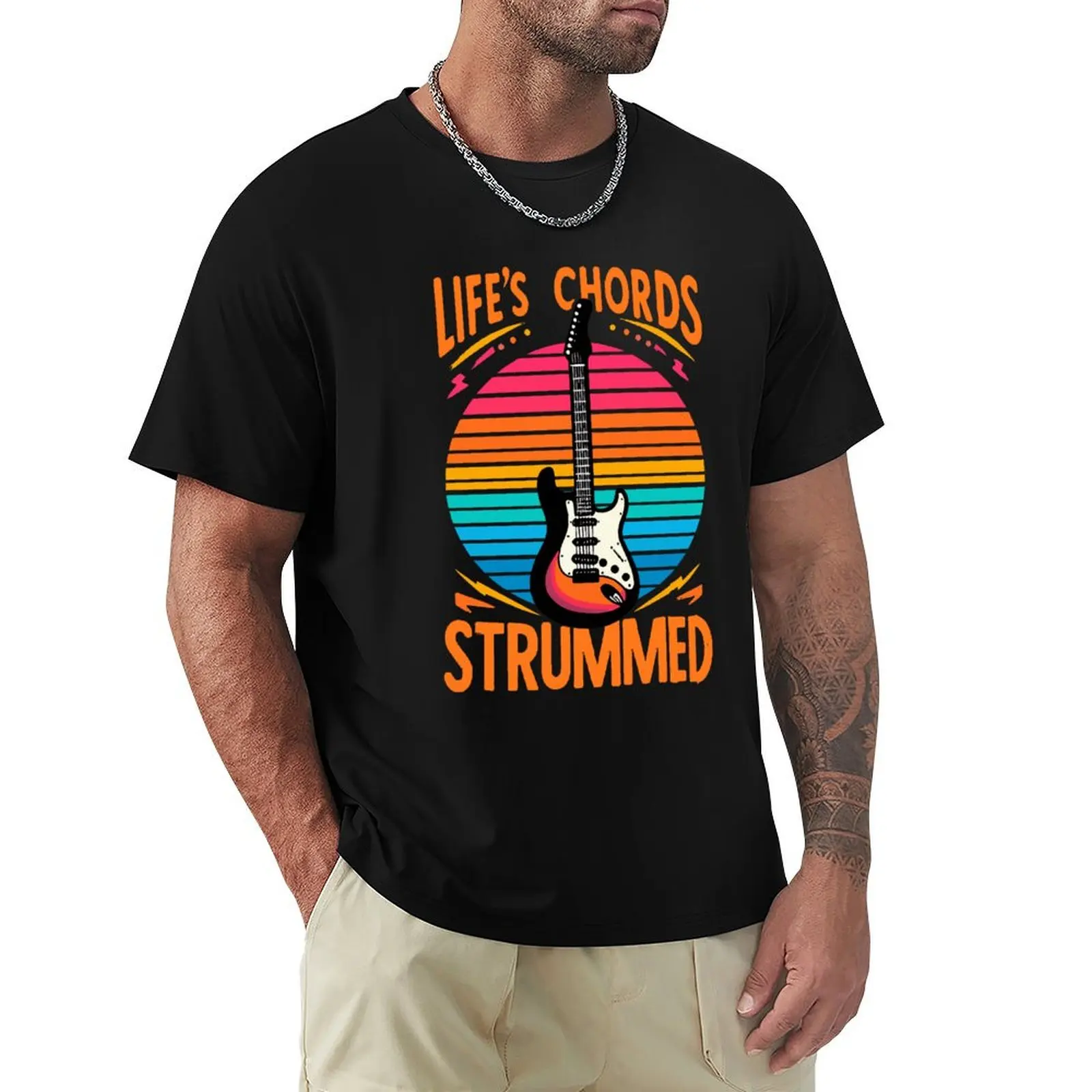 Chords strummed T-Shirt Fashion Pattern Printed Tee Shirt
