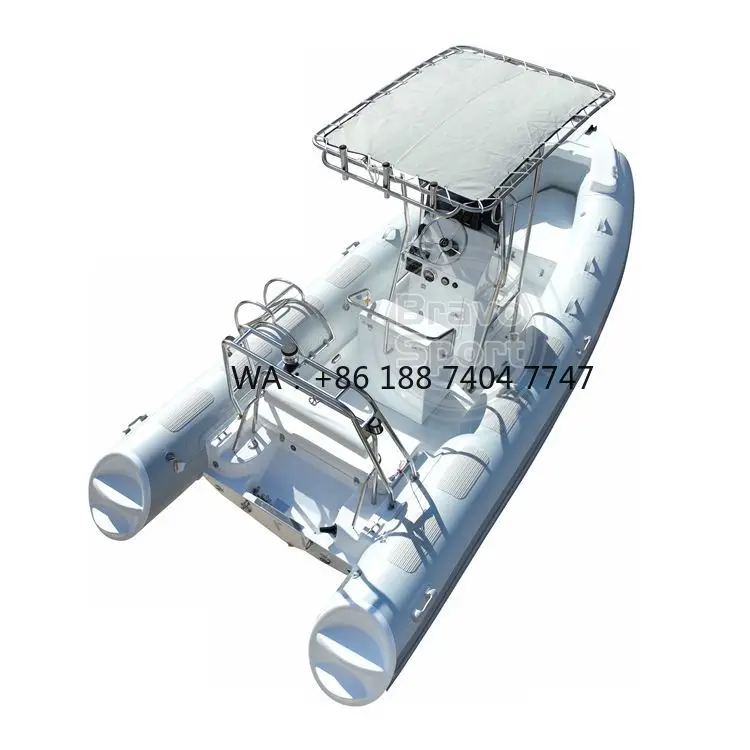 CE Certificate 520cm White Fiberglass Hull Inflatable Fishing Boat with Hard Top for Sale