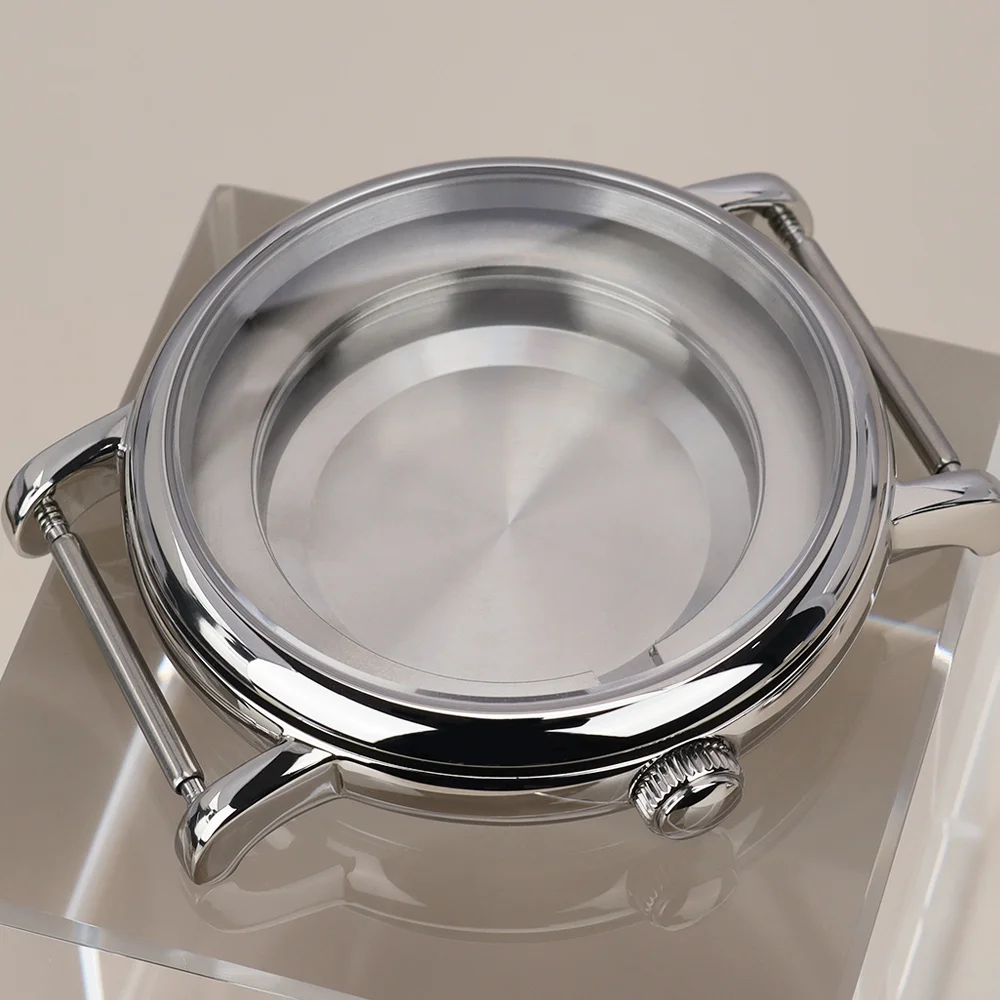 

2824 Silver Case 40mm 316L Steel Watch Cases Watch Accessories For ETA 2824 PT5000 Watch Case Waterproof Domed Sapphire Crystal