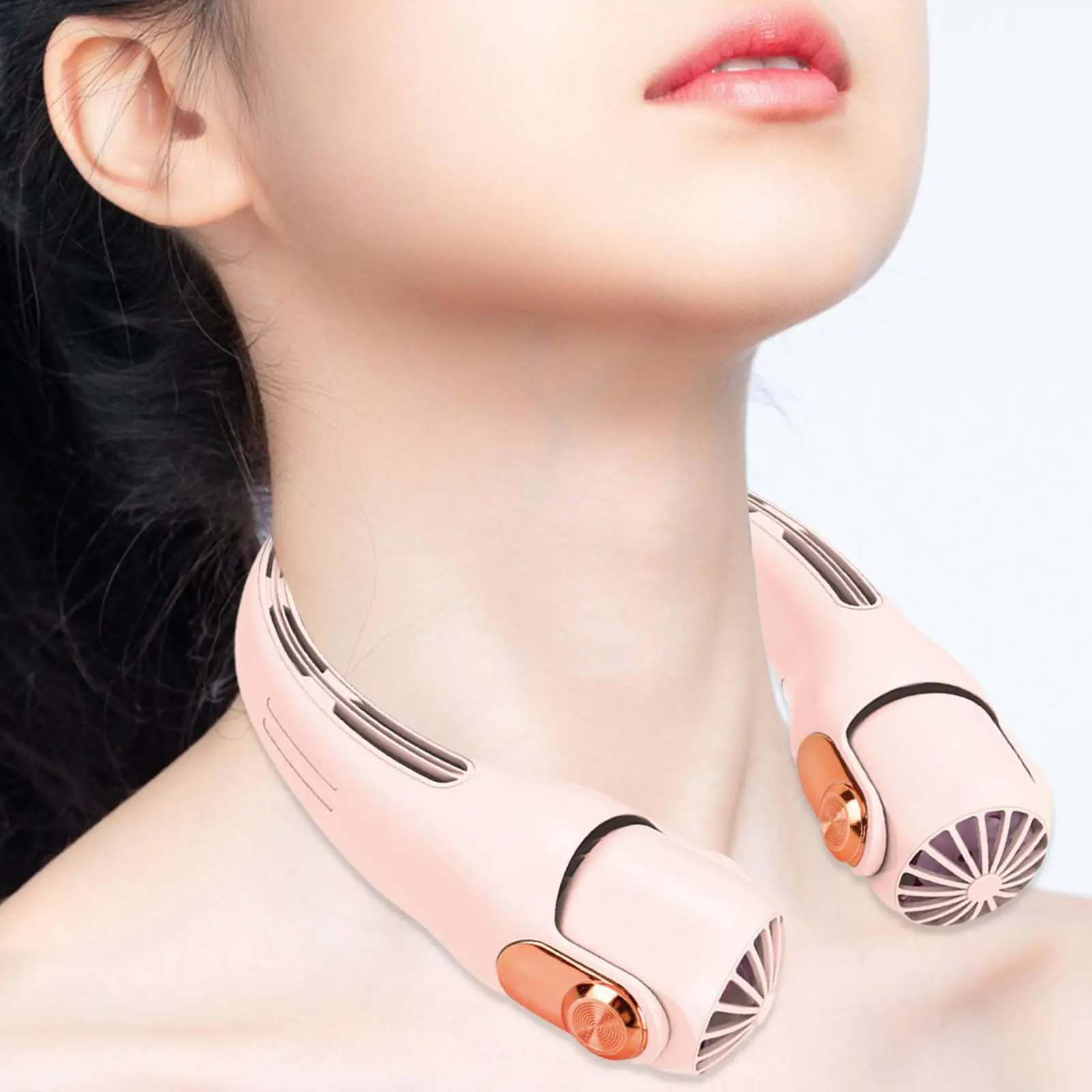 Neck Hanging Fan Rechargeable Cooling Fan 3 Speeds Flexible Mute Personal Fan for Indoor Outdoor Travel Office Hiking Sports