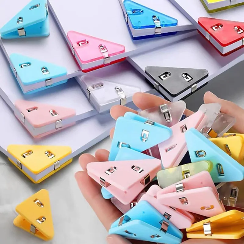 

5Pcs Transparent Triangle Corner Clips Student Test Paper Acrylic Storage Clips Information Receipts Folder Office Stationery