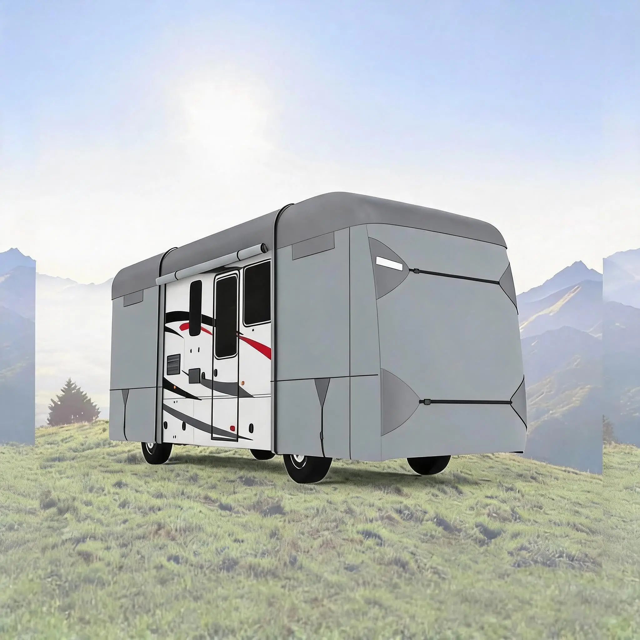 7-Layer Heavy-Duty RV/Travel Trailer Cover - Waterproof, Breathable Non-Woven - UV & Particle Protection, Weather-Resistant for Outdoor Storage/Parking