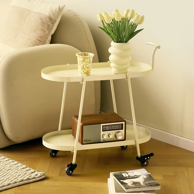 Small Cart Storage Rack Tray Double-layer Storage Bedside Table Kitchen Things Trolley Cart Kitchen Organizer 트롤리카트 전자렌지 선반