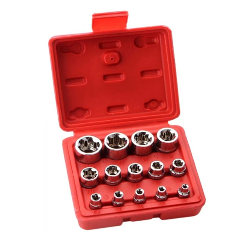 

14Piece E-TORX Socket Set Premium Female Torx Socket Set Star Socket Set Torque Socket Set External Torx Socket Set