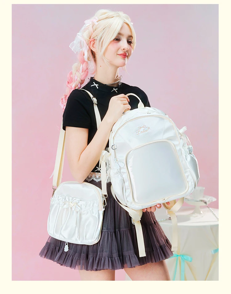 bow backpack, girl baby bag, multi-functional removable backpack.