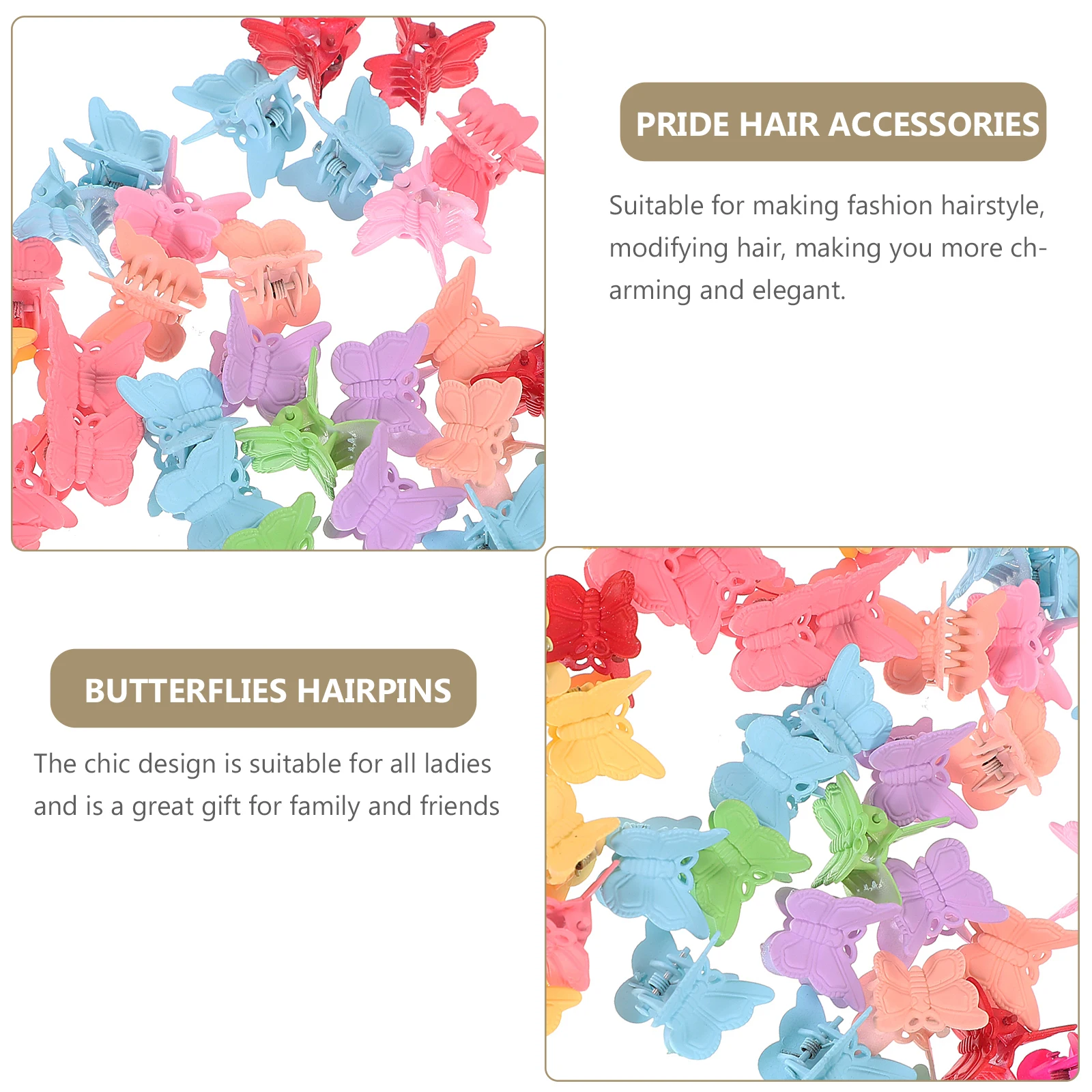 

50Pcs Mini Butterflies Clips Small Hair Claw Clips Pp Resin Elegant Hair Accessories for Women Daily Wear Celebrations
