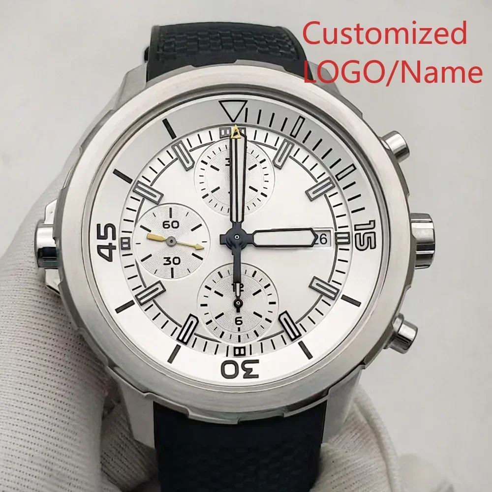 A88 Store  Men Chronograph VK63 Watch Aquatimer Watches Multifunctional Stainless Steel Black Blue Rubber Customized