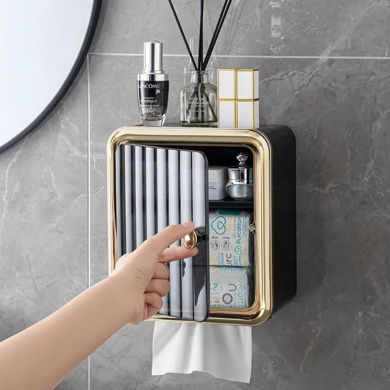

Toilet Roll Paper Holder Double Layer Large Capacity Storage Box Wall Mounted Waterproof Tissue Box Bathroom Accessories