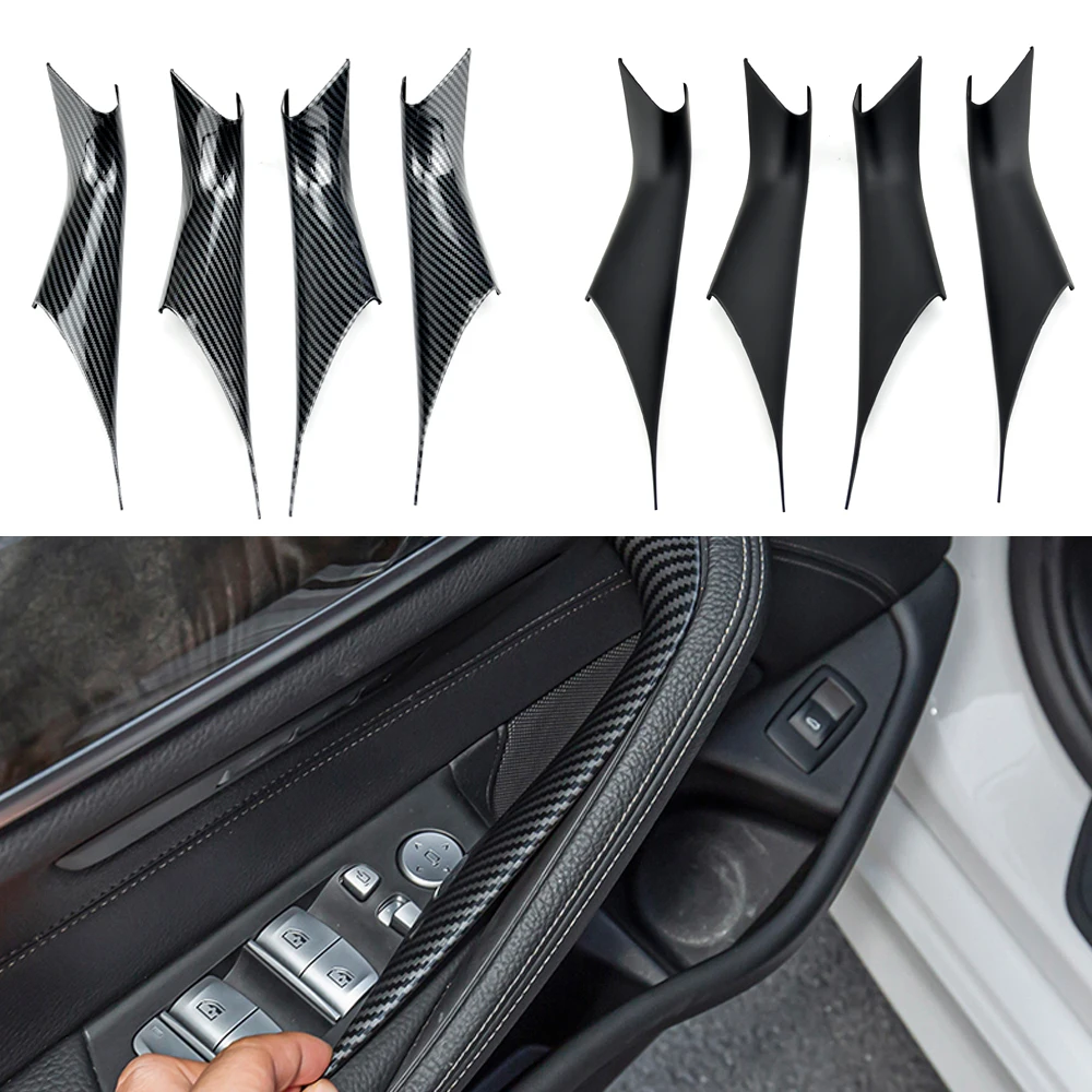 New Car Interior Carbon Fiber Texture Door Handle Pull Protective Cover Trim For BMW 5 Series G30 G38 2018 2019 2020