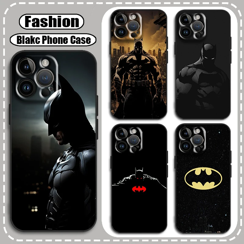 Cool B-Batman Hero For Apple iPhone 15 14 13 12 11 XS XR X 8 7 Pro Max Plus Mini Shockproof Soft Black Phone Case