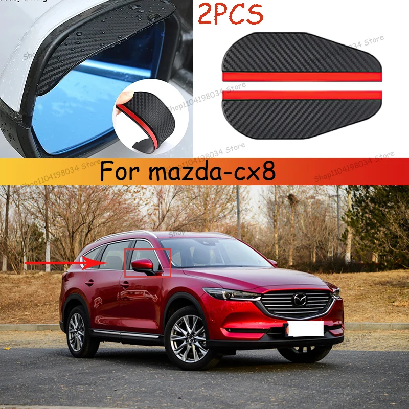 

For mazda-cx8 Car 2PCS Carbon Fiber Sun Visor Shade Cover Car Rearview Mirror Rain Eyebrow Protector Clear Vision