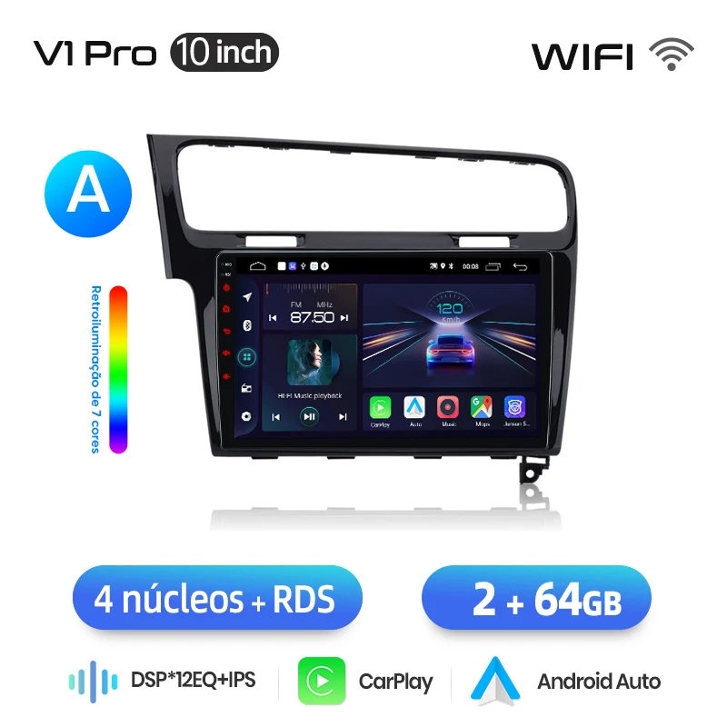 Junsun Wireless CarPlay Android Auto voor VW Golf 7 mk7 2013-2017 8-Core autoradio intelligent systeem 2 din GPS BT 4G - afbeelding 1