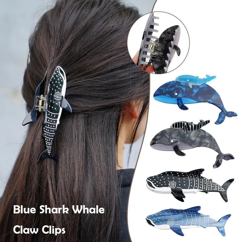 Accessories Shark Hair Clip Fashion Personality Acetate Black And White Blue Whale Hair Clip Cute Texture Animal Shape Hair Clip