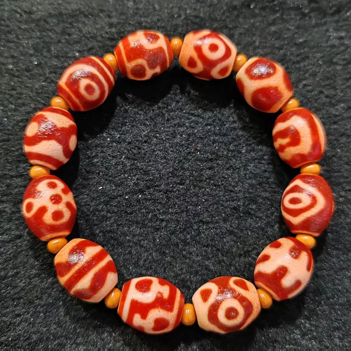 1pcs Exquisite Taiwan Permeation Old Red Bracelet Weathering Old Material Duo Bao Agate Tianzhu Men's and Women's Bracelet Dzi