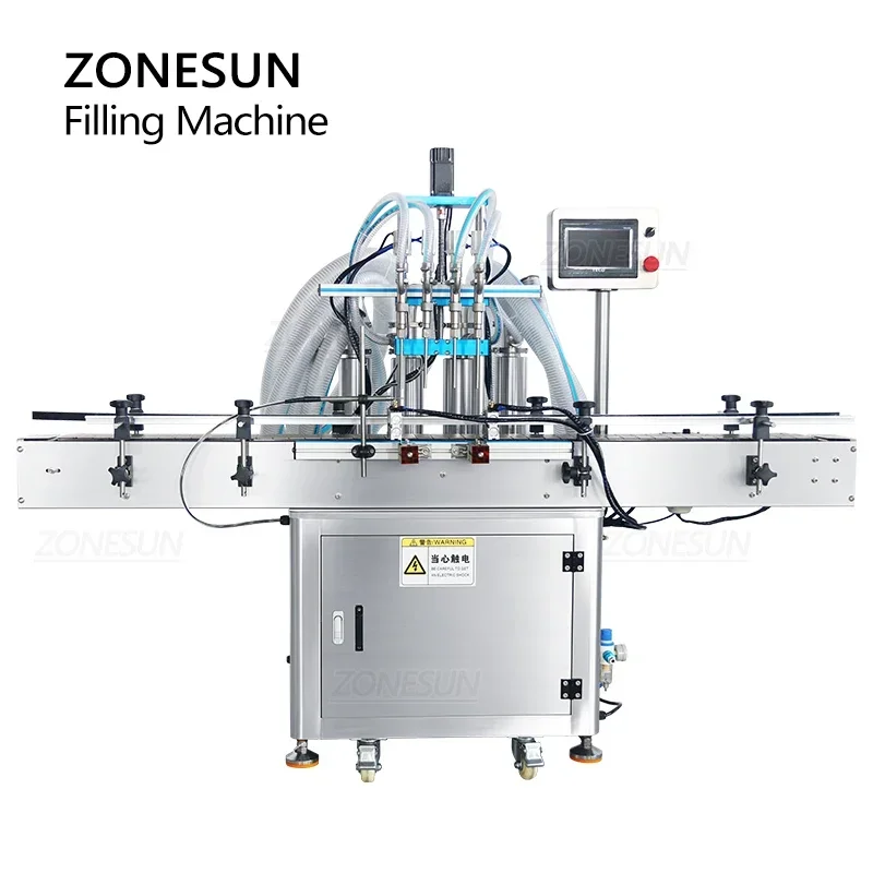 ZONESUN ZS-SV4HS máquina de llenado de líquidos automática 4 cabezales Servo bomba de pistón jugo bebida botella cosmética cuantitativa