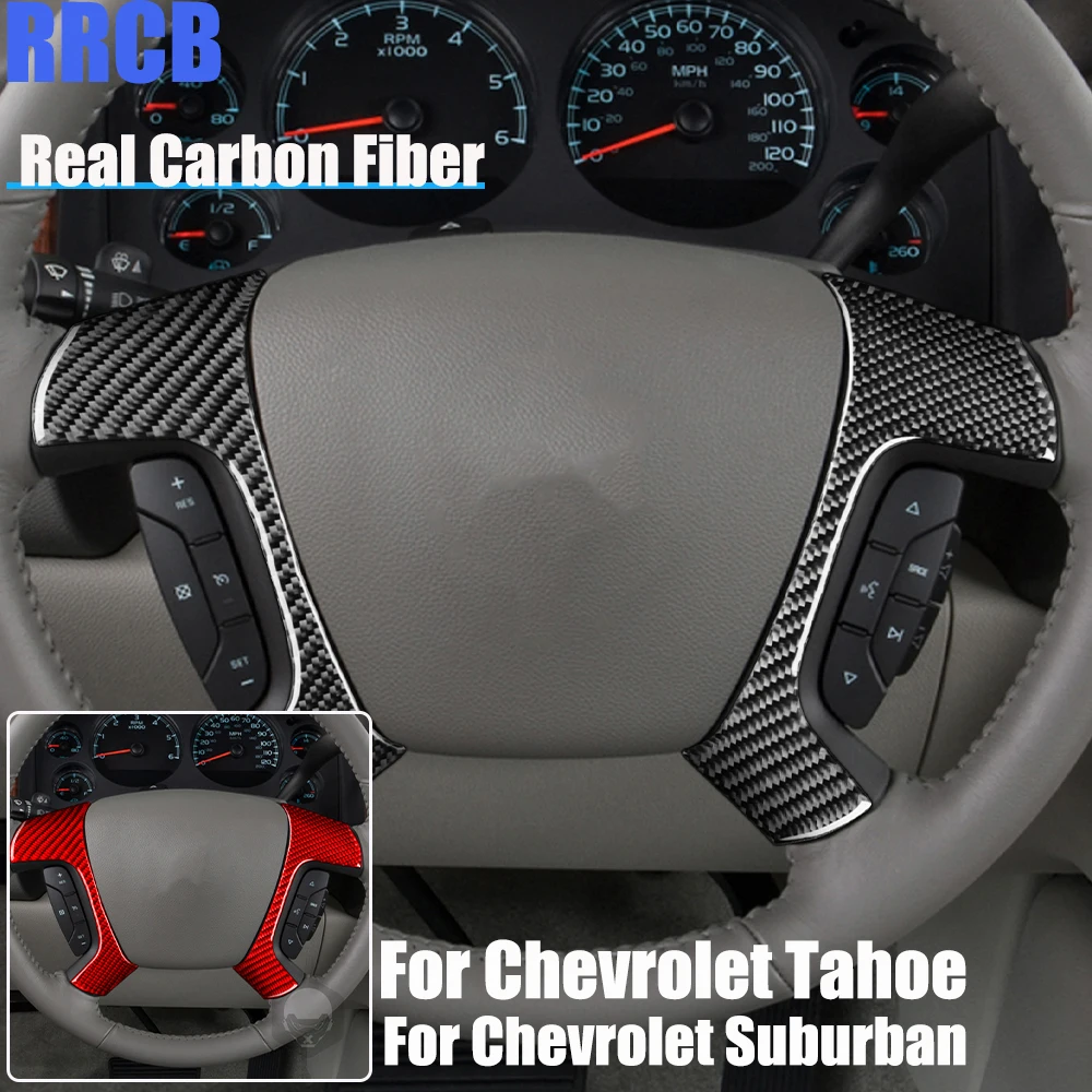 

Real Carbon Fiber Car Accessories Steering Wheel Panel Decorative Trim Soft Cover Sticker For Chevrolet Tahoe/Suburban 2007-2014