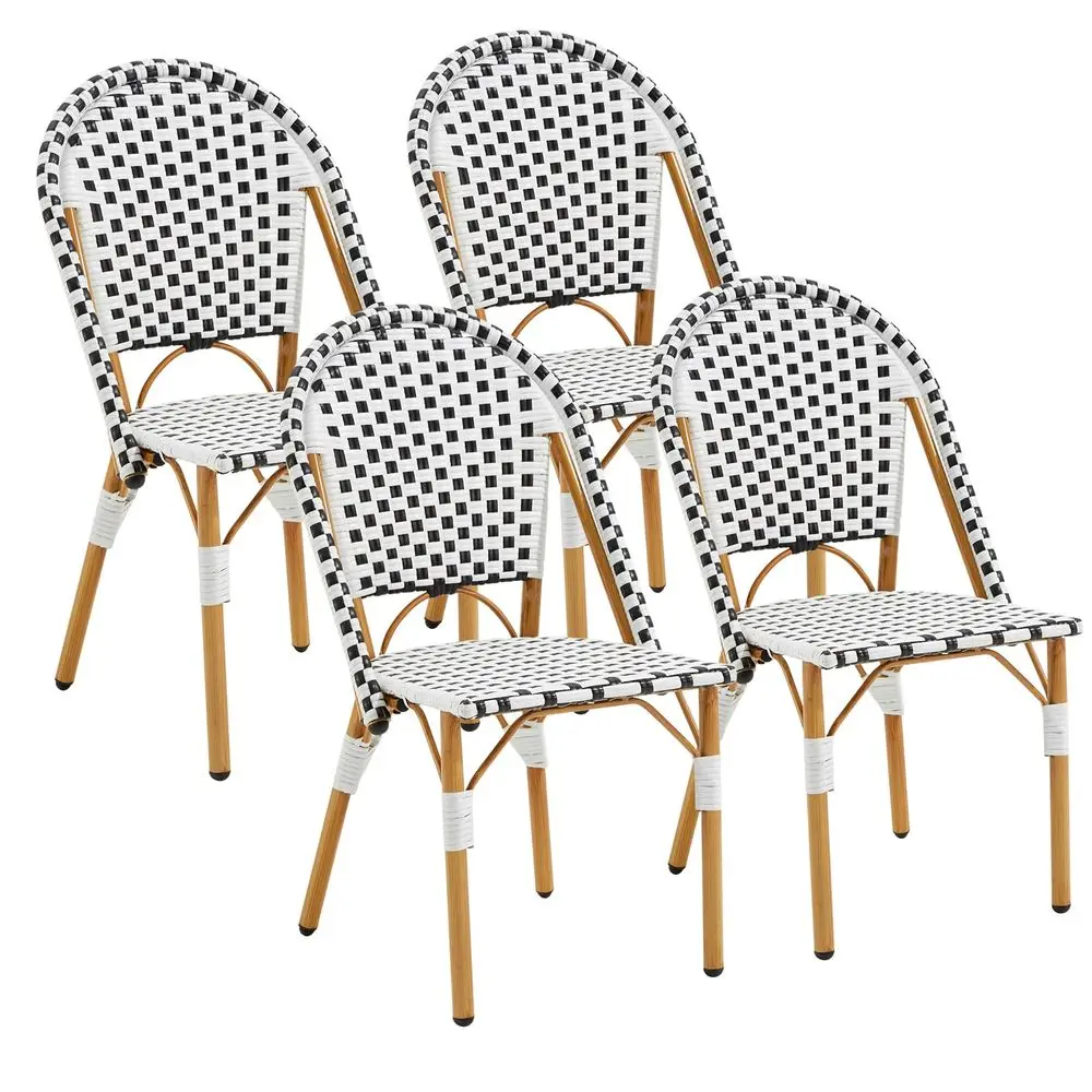 

4Piece French Bistro Chair Set, Handwoven Wicker Patio Dining Chairs with WeatherResistant Rattan, Indoor Outdoor Use for Garde