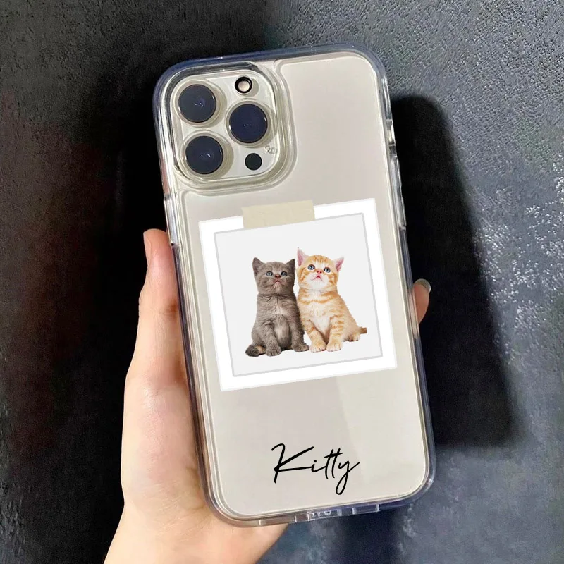 تخصيص اسم الصورة واضح تأثير سحق حالات آيفون 14 13 12 11 16Pro ماكس 15 زائد X XR XS ماكس حالات غطاء للحماية الثقيلة