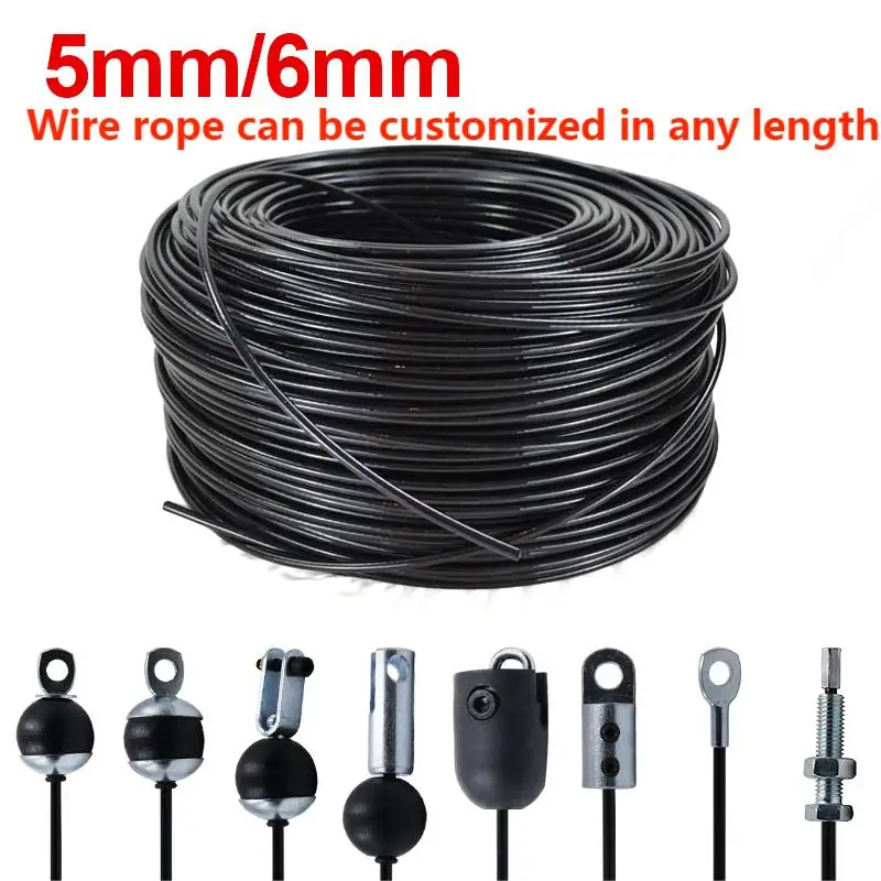 Cuerda de alambre de acero de 5/6mm de espesor, accesorio de máquina de polea de Cable de Fitness, Cable de acero resistente para accesorios de entrenamiento de gimnasio en casa