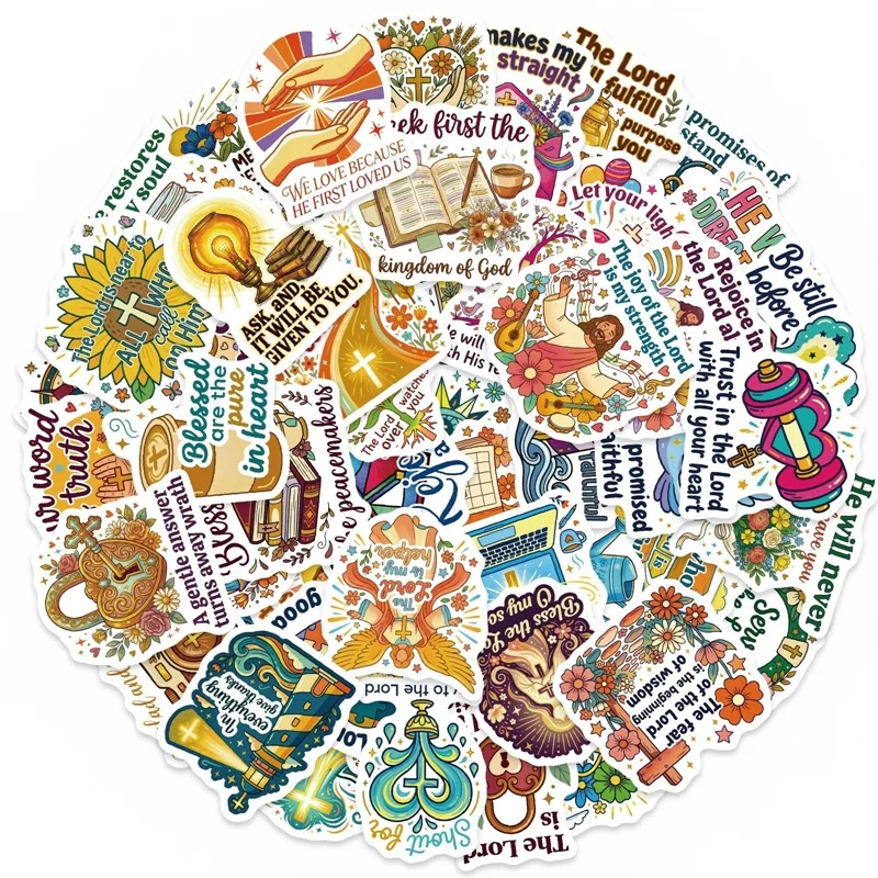 10/30PCS Creative Religious Blessings PVC Adhesive Stickers Aesthetic DIY Phone Laptop Luggage Skateboard Graffiti Decals
