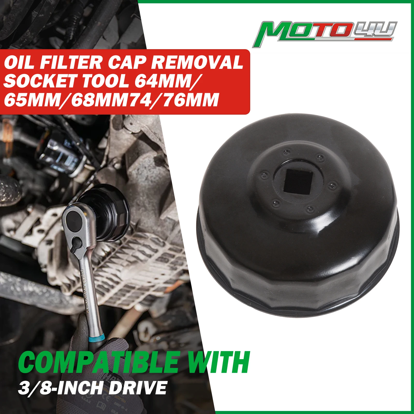 MOTO4U Klucz do nasadki filtra oleju z rowkiem Narzędzie do demontażu nasadki filtra oleju Napęd 3-8 cali 68 mm/65 mm/64 mm/