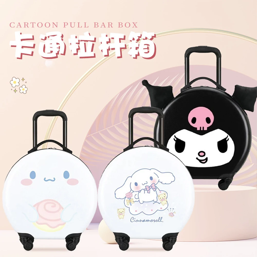 Anime Cinnamoroll Suitcase Sanrio Hello Kitty 18 Inches Trolley Case Kawaii Kuromi 360 Silent Wheel Child Student Zipper Travel