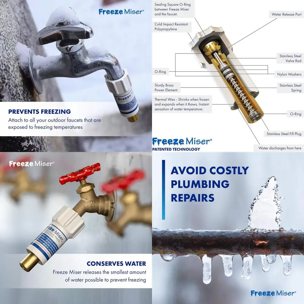 

Frost-Proof Outdoor Faucet Covers - Patented, Activates Below 37°F - 8-Pack, Easy Install, Water-Saving