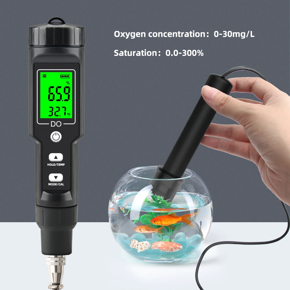 Digital Dissolved Oxygen Meter D09100 Professional Dissolved Oxygen Analyzer Oxygen Concentration Tester 0,0-40.0 mg/L